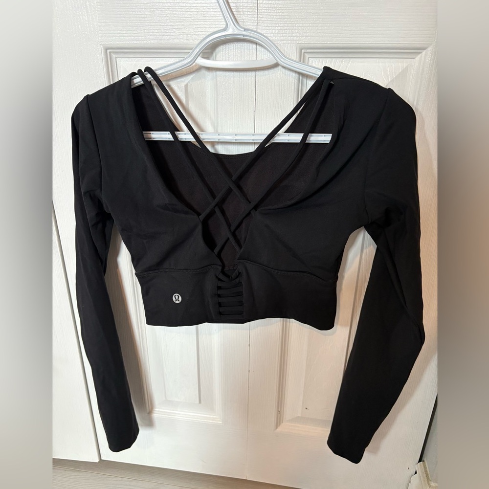 Lululemon - Black strappy back crop long sleeve